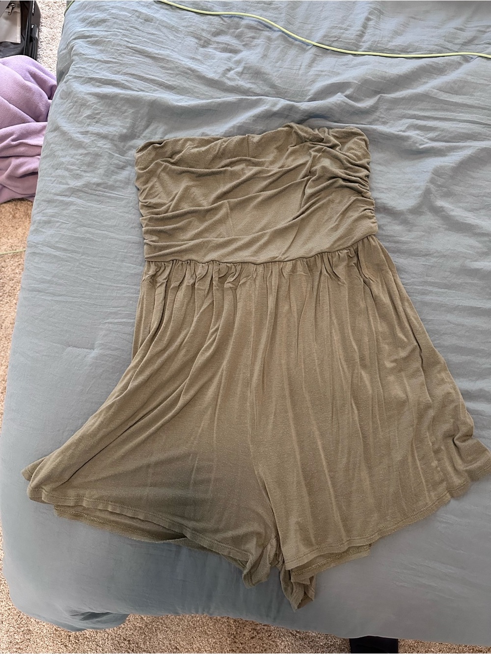 Olive Green Strapless Romper